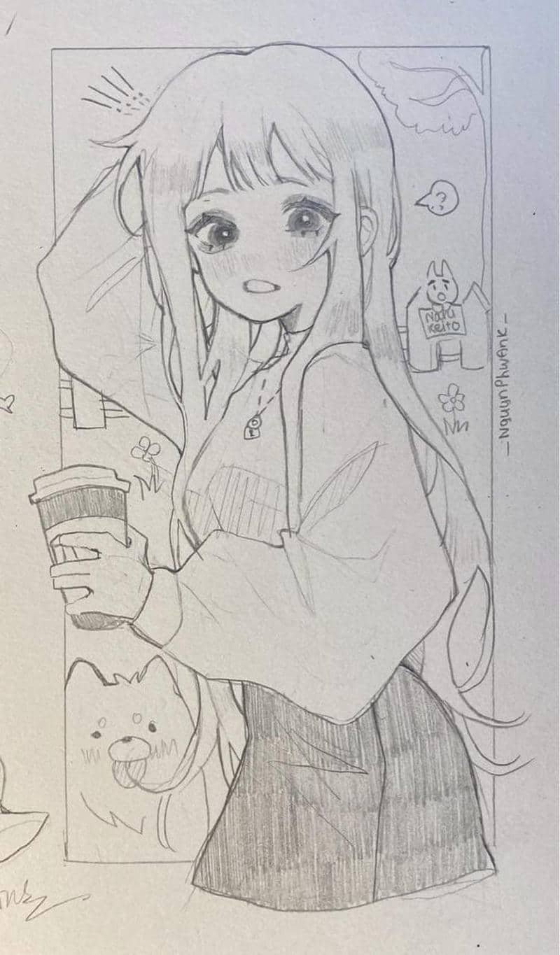 tranh vẽ anime nữi